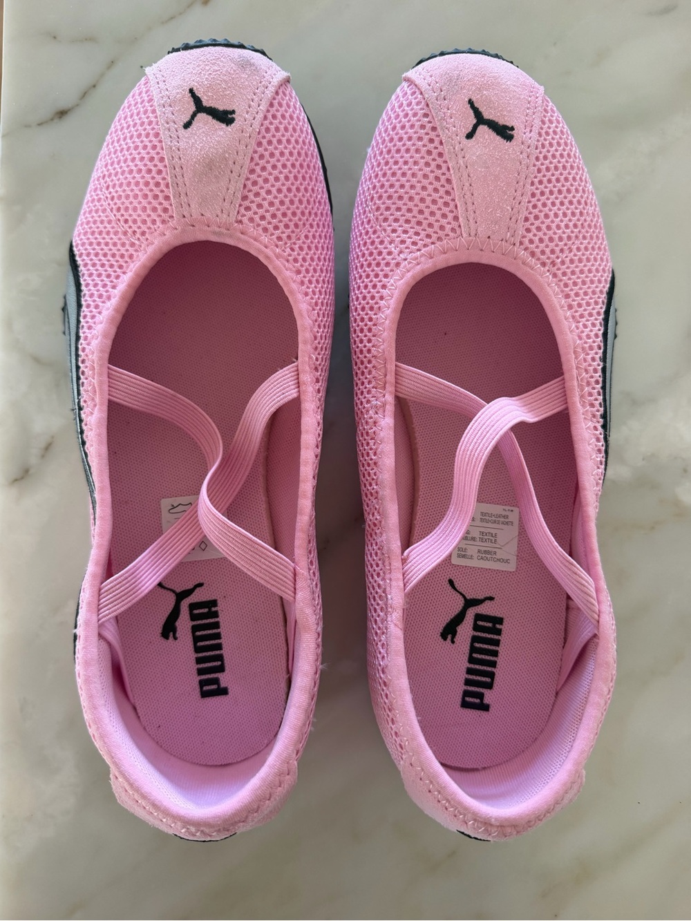 Puma women’s Pink Mesh Slip-On Sneakers with Cross Straps